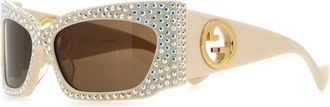 Gucci GG Logo Zonnebril - Dames - Zonnebrillen - Beige - ONE Size - Accessoires