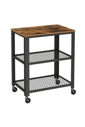 Boxxx Allzweckwagen, Braun, Schwarz, Metall, Holzwerkstoff, Schichtholz, 2 F&auml;cher, 60.6x78x40 cm, Esszimmer, Servierwagen