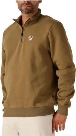 Les Deux Hoodies & sweatvesten, Heren, Groen, M, Katoen, Heren Truien & Vesten Felipe Patch Half Zip