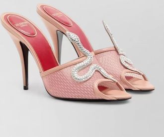Valentino Garavani coeur vip&egrave;re leather mules peep toe