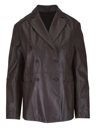 Antonelli Gin Tonic double-breasted pocket blazer - women - Lamb Skin/Cupro/Elastane - 46 - Brown