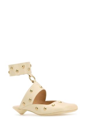 Chlo&eacute; Womens Ivory Leather Jade Sabot Eggshell Scarpe Con Tacco High Heel Shoes