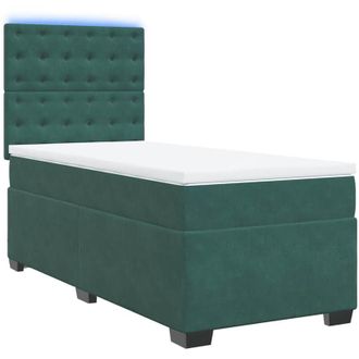 vidaXL Vidaxl - Cama Box Spring Con Colch&oacute;n Terciopelo Verde Oscuro 100x200 Cm