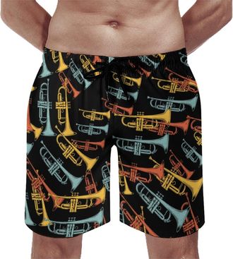 Generic Vintage Trumpet Fashion Shorts & Trunks for Men Drawstring Elastic Beach Board with Mesh Liner L