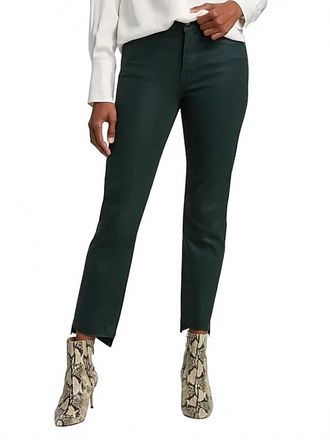 Frame Denim Le High Straight Raw Stagger Coated Jeans In Pine