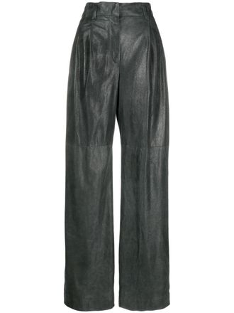 Brunello Cucinelli Pantaloni dritti in pelle - Verde