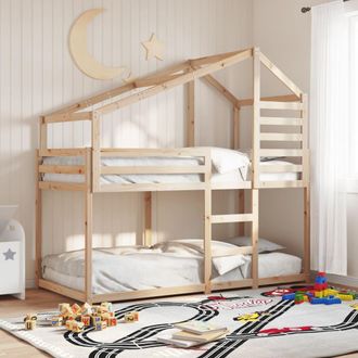 vidaXL Cama Litera Sin Colch&oacute;n Madera Maciza De Pino 90x190 Cm Vidaxl