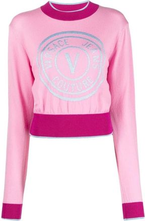 Versace Jeans Couture Round-neck Truien - Dames - Ronde hals truien - Roze - S - Wol - Truien & Vesten