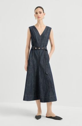 Brunello Cucinelli Twill flared dress in Denim at Nordstrom, Size 3X-Large Eu