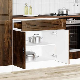 Berkfield Home Kitchen Base Cabinet&not;Porto Smoked Oak Engineered Wood in Brown