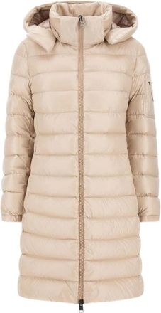 Herno Lange Jas van Glanzend Nylon - Dames - Dons jassen - Beige - XL - Nylon - Jassen