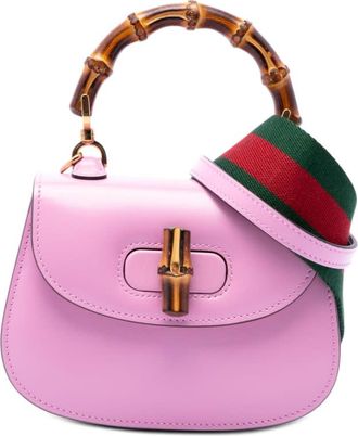 Gucci Pre-owned Gucci Mini Calfskin Web 1947 Bamboo Top Handle Bag Ladies MSKMRBM6ADPVKAVH