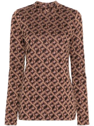 Diane Von F&uuml;rstenberg Birdie Tarot Maze-print top - Brown