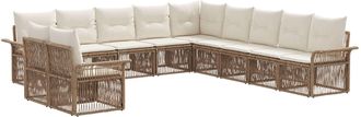 vidaXL Conjunto De Sof&aacute;s De Jard&iacute;n 11 Uds. Beige Rat&aacute;n Sint&eacute;tico Vidaxl