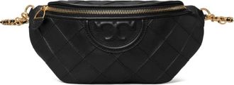Tory Burch Tory Burch, Cross Body Bags, female, Black, Size: ONE SIZE Diamond Pattern Black Leather Waist Bag