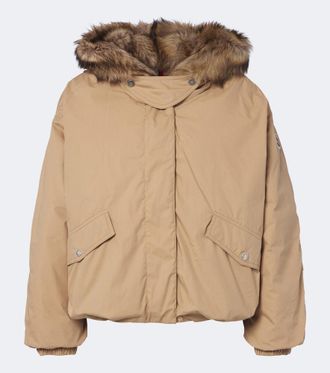 Moncler Shearling-trimmed cotton-blend down jacket