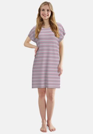 Tom Tailor Nachthemd TOM TAILOR, Damen, Gr. 36, N-Gr, wei&szlig;, mittel, ringel, Single Jersey, Obermaterial: 95% Viskose, 5% Elasthan, bequem knielang, Rundhals, ger