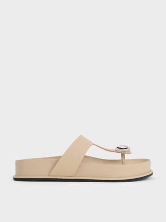 Charles & Keith Sculpted-Accent Flatform Thong Sandals