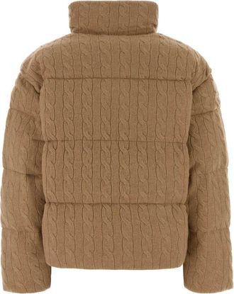 Polo Ralph Lauren Cable-Knit Wool-Blend Padded Puffer Jacket - Beige