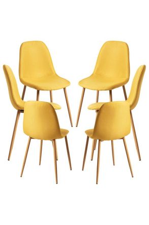 Regalos Miguel Packs Sillas Comedor - Pack 6 Sillas Teok Tela - Amarillo