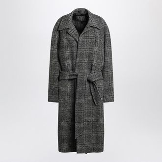 Balenciaga Raglan One Layer Coat In Black/Grey Check