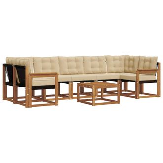 vidaXL Conjunto De Sof&aacute;s De Exterior Con Coj&iacute;n 8 Pcs Natural Y Beige Vidaxl