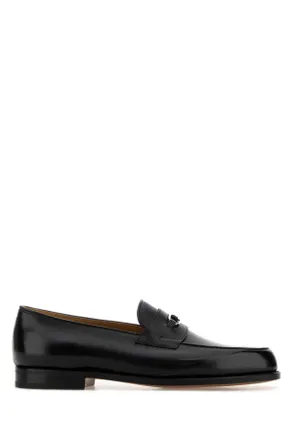 John Lobb Black Leather Lopez Loafers
