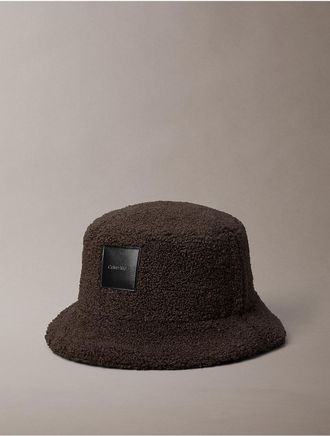 Calvin Klein Womens Sherpa Bucket Hat - Brown