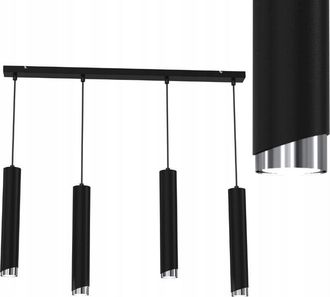 OEM L&aacute;mpara Colgante Tubo Regleta 4x Gu10 Cromo Negro Bisel