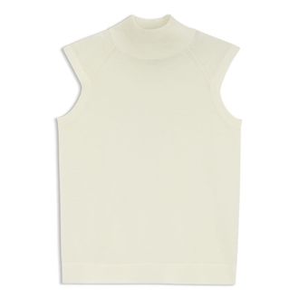 BOSS Sleeveless mock-neck sweater in merino wool
