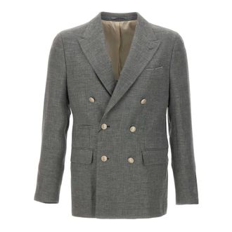 Eleventy Double-Breasted Jacket - male - Eleventy - Blazers - Gray - 2XL - Suits