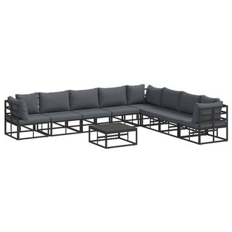 Berkfield Home Garden Sofa Set 9 pcs Black 70 x 70 x 32 cm Aluminium