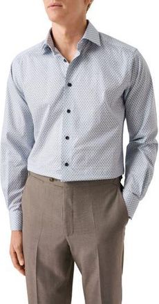Eton Contemporary Fit Geometric Print Cotton Dress Shirt in Light Blue at Nordstrom Rack, Size 18.5