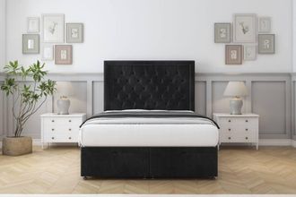 Comfort Beds Rio Naples Ottoman Bed Set With 54 Floor Standing Headboard in Black | Size: Small Double