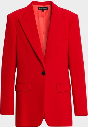 Sergio Hudson Wool Stretch Single-Breasted Oversized Blazer