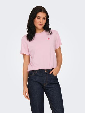 Jacqueline de Yong Kurzarmshirt JDY JDYPISA S/S PRINT TOP JRS NOOS, Damen, Gr. XS, rosa (parfait pink), Jersey, Obermaterial: 100% Baumwolle, bedruckt, regular fit norma
