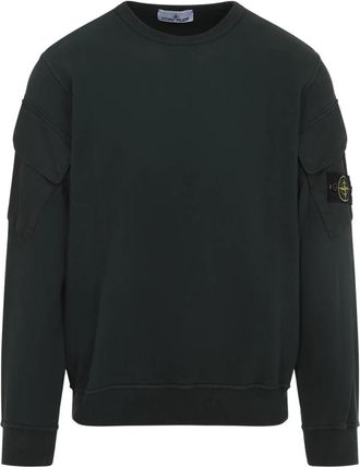 Stone Island Blauwe Sweatshirt Aw 25 Casual Stijl - Heren - Sweatshirts - Groen - XL - Katoen - Hoodies & sweatvesten