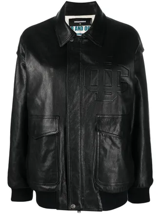 Dsquared2 zipped goatskin bomber jacket - women - Polyester/Cotton/Goat Skin - 40 - Black