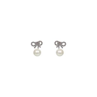 Self Portrait Kristal Strik Zilveren Oorbellen - Dames - Oorbellen - Grijs - ONE Size - Accessoires