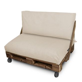 Happers Happers - Coj&iacute;n Para Palets Toldotex Crudo Set: Asiento 120x80x20 (liso) + Respaldo 120x45x25 (liso) Crudo