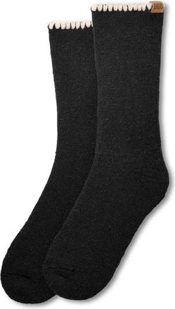 UGG Marleny Whipstitch Crew Sock - Dames - Sokken - Zwart - ONE Size - Wol - Ondergoed