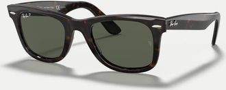 Ray-Ban Original Wayfarer - Occhiali da sole squadrati classici tartarugati con lenti verdi polarizzate-Marrone