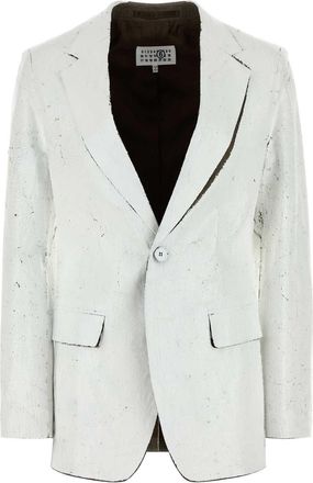 Maison Margiela White Stretch Polyester Blend Blazer