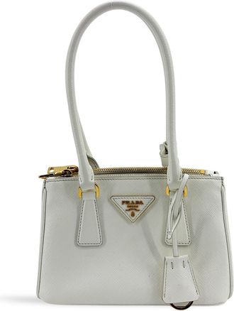 Prada Galleria Saffiano Micro Shoulder Bag White with Gold Hardware