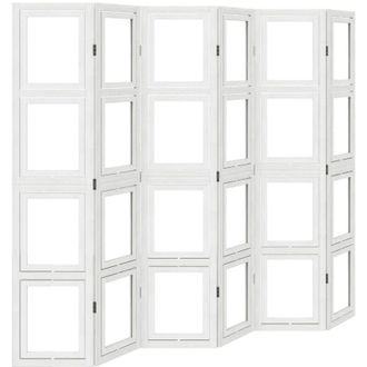 vidaXL Biombo Separador De 6 Paneles Madera Maciza Paulownia Blanco Vidaxl