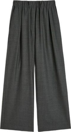 Jil Sander Wol Pinstripe Broek - Dames - Wijde Broeken - Grijs - L - Wol - Broeken
