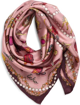 Echo Bejeweled Silk Square Scarf in Dusty Rose at Nordstrom