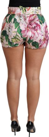 Dolce & Gabbana Womens Pink Cotton Floral Print Hot Pants Short Polyester Fiber