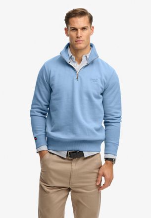 Superdry Sweatshirt SUPERDRY ESSENTIAL LOGO HENLEY, Herren, Gr. XXL, endless sky blau, angeraute Sweatware, Obermaterial: 70% Baumwolle, 30% Polyester, unifarb