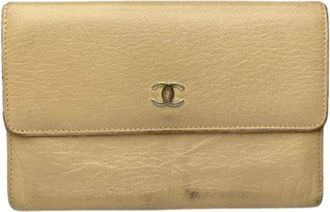 Chanel Pre-owned Leren Portemonnee - Dames - Vintage Accessoires - Beige - ONE Size - Leer - Vintage